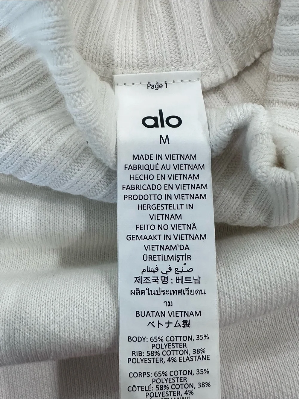 Alo yoga cropped serenity coverup pullover mock neck off white beige medium